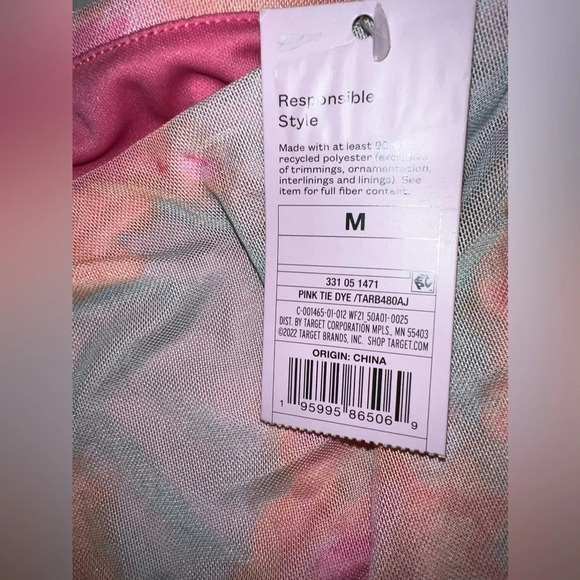 Wild Fable,M,pink /orange tie-dye,cinched side drawstring HiLo scalloped hem - Picture 8 of 9